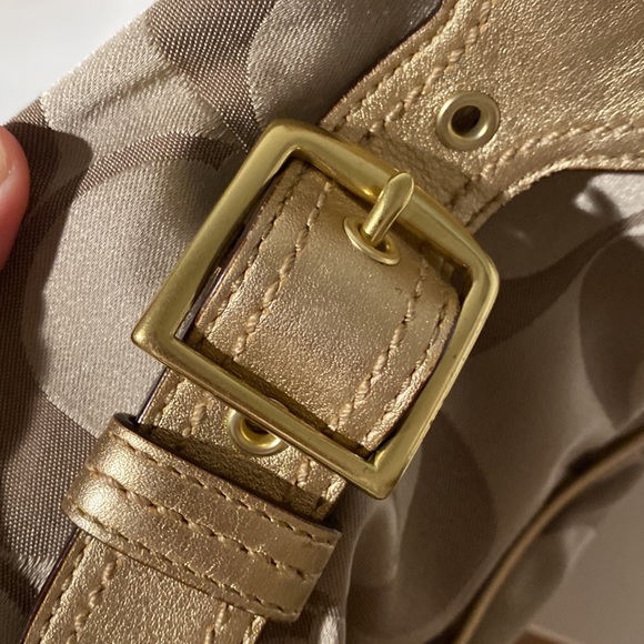 COACH ADDISON SPECTATOR 13206 Gold KHAKI JACQUARD SIGNATURE C BUSINESS HANDBAG - Picture 14 of 16